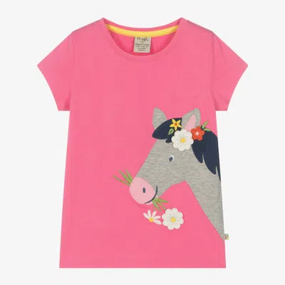 Frugi Babies' Girls Pink Organic Cotton Horse T-shirt
