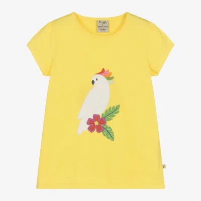 Frugi Kids' Girls Yellow Cotton Cockatoo T-shirt