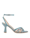 Fruit Fru. It Woman Sandals Light Blue Size 8 Leather In Blue
