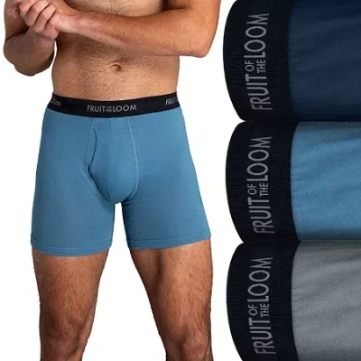 Fruit Of The Loom Breathable Mens 3 Pack Boxers Pi3bp540 In Blue