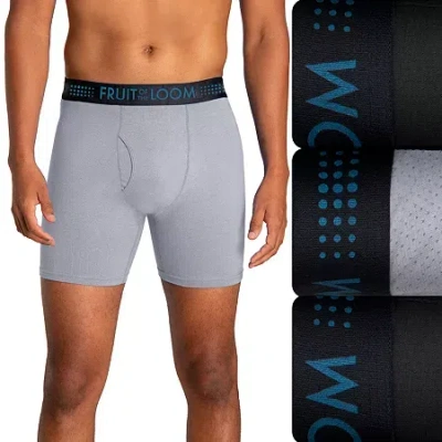 Fruit Of The Loom Breathable Stretch Mens 3 Pack Boxer Briefs Bp3bb76 In Gray