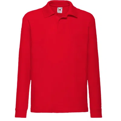 Fruit Of The Loom Childrens Big Boys Long Sleeve Polo Shirts In Red