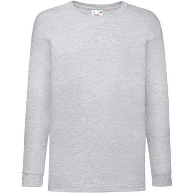 Fruit Of The Loom Childrens Valueweight Long Sleeve T-shirt In Grey