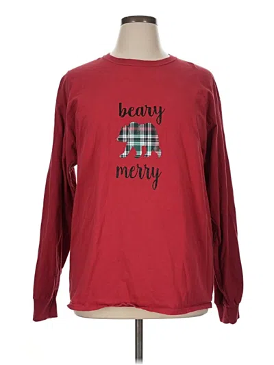 Pre-owned Fruit Of The Loom Long Sleeve T-shirt In Burgundy