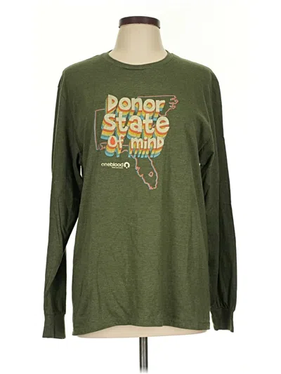 Pre-owned Fruit Of The Loom Long Sleeve T-shirt In Green