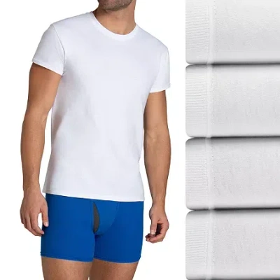 Fruit Of The Loom Premium Cotton Mens 4 Pack Short Sleeve Crew Neck T-shirt In Blue