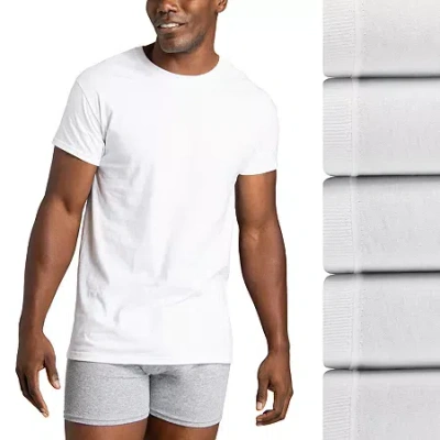 Fruit Of The Loom Premium Mens 5 Pack Short Sleeve Crew Neck Moisture Wicking T-shirt In White
