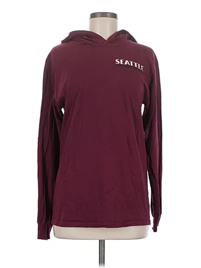 Pre-owned Fruit Of The Loom Pullover Hoodie In Burgundy