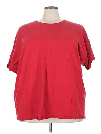 Pre-owned Fruit Of The Loom Short Sleeve Top Red Crew Neck Tops