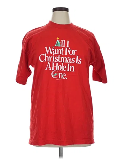 Pre-owned Fruit Of The Loom Short Sleeve Turtleneck In Red