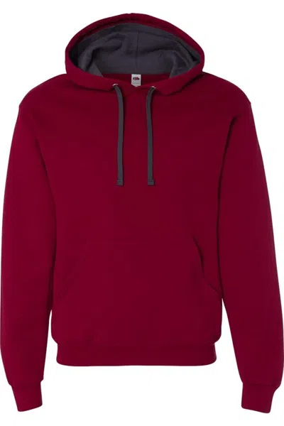 Fruit Of The Loom Sofspun Hooded Sweatshirt In Red