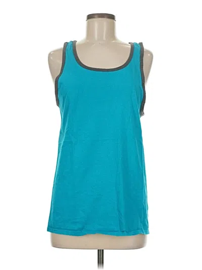 Pre-owned Fruit Of The Loom Tank Top Teal Halter Neckline Tops In Blue