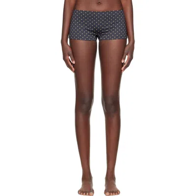Fruity Booty Black Celine Polka Swim Shorts In Black/tan