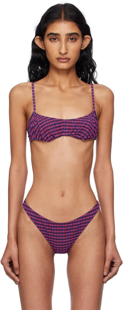 Fruity Booty Red Radicchio Bikini Top In Blue