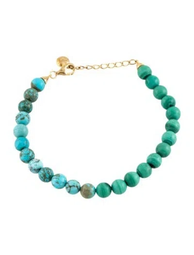 Pre-owned Fry Powers Dyed Howlite & Malachite Beaded Anklet In Multicolor