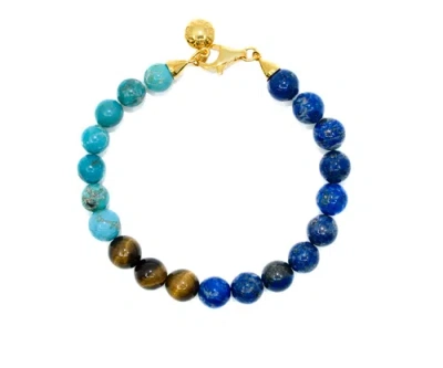 Fry Powers Lapis, Tiger Eye + Turquoise Bracelet In Blue Multi