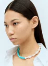 FRY POWERS TURQUOISE AND BAROQUE PEARL COLLAR NECKLACE