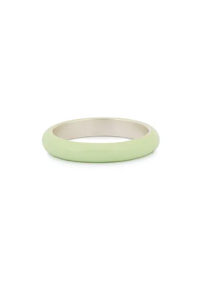 Fry Powers Unicorn Rainbow Yellow Enamelled Sterling Silver Ring In Lime