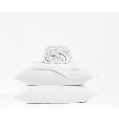 Frye 100% Cotton Linen Weave White 4 Piece Sheet Set
