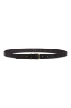 Frye 25mm Perforated Leather Belt In Black/antique Brass