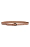 Frye 25mm Perforated Leather Belt In Tan/antique Brass