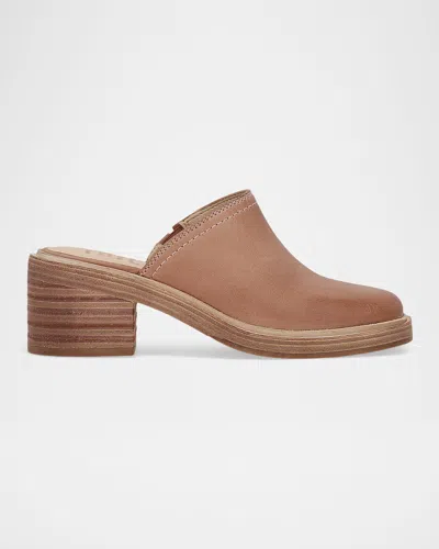 Frye 65mm Kate Vintage Oiled Leather Mules In Brown
