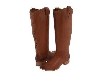 Pre-owned Frye Amelia Grommet Tall Leather Boots 77025 Cognac 6m Women Knee High In Brown
