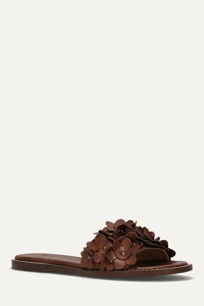 Frye And Co Bucky Flower Slide In Brown