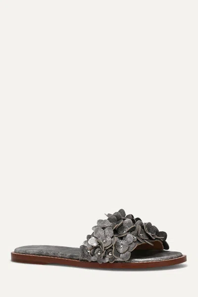 Frye And Co Bucky Flower Slide In Silver
