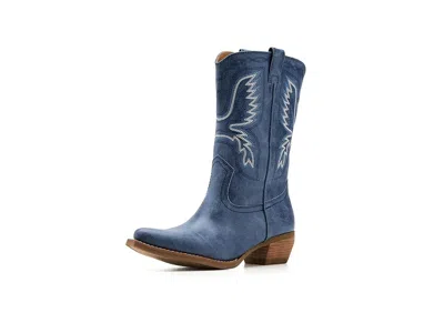 Frye And Co Irlene Short Deco Stitch Cowboy In Blue