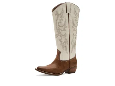 Frye And Co Irlene Tall Deco Stitch Cowboy Boots Off White/caramel Brown: 8.5 M