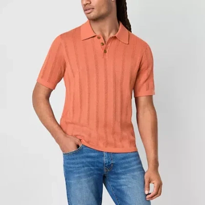 Frye And Co Mens Regular Fit Short Sleeve Polo Shirt In Orange