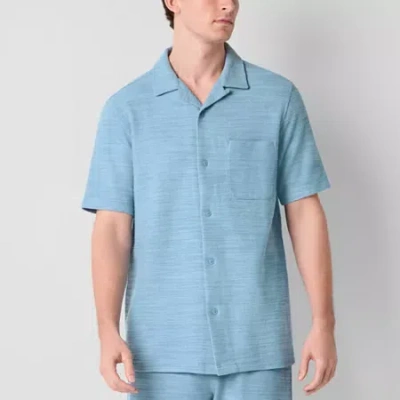 Frye And Co Mens Short Sleeve Regular Fit Button-down Shirt In Blue