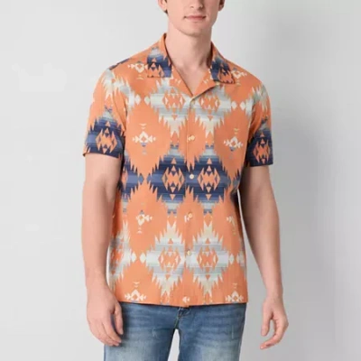 Frye And Co Mens Short Sleeve Regular Fit Button-down Shirt In Orange