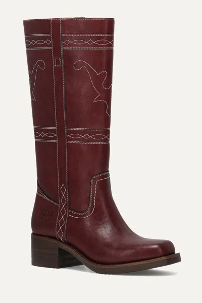Frye And Co Miranda Bridle Stitch In Burgundy