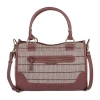 Frye And Co Plaid Satchel In Brown