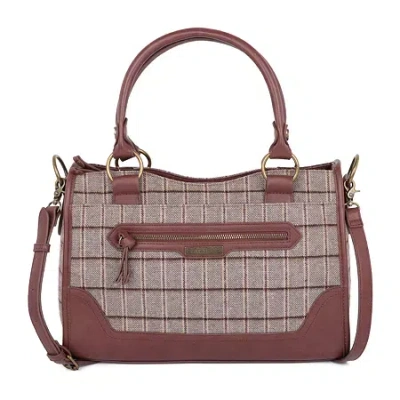 Frye And Co Plaid Satchel In Brown