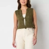 Frye And Co Pointelle Womens V Neck Sleeveless Vest In Sand