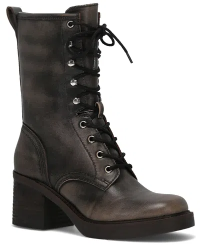 Frye And Co Women's Fynn Combat In Toga Lace-up Booties In Black Brush Off