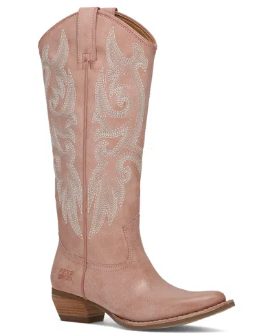 Frye And Co Women's Irlene Deco Stitch Knee High Western Boots In Dusty Pink