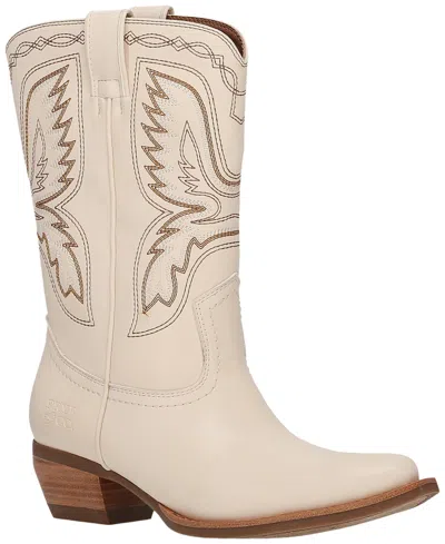 Frye And Co Women's Irlene Short Deco Stitch Almond Toe Boots In Neutral