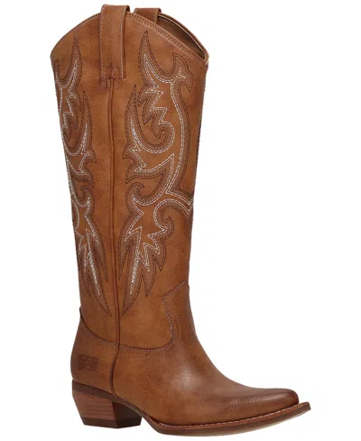 Frye And Co Womens Irlene Stacked Heel Cowboy Boots In Brown