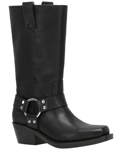 Frye And Co Womens Lorrie Stacked Heel Motorcycle Boots In Animal Print