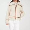 Frye And Co Womens Faux Fur Midweight Bomber Coat In White