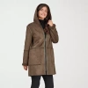 Frye And Co Womens Faux Leather Hooded Midweight Coat In Green