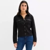 Frye And Co Womens Lightweight Shirt Jacket In Black