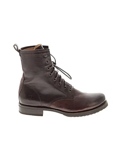 Pre-owned Frye Ankle Boots In Burgundy