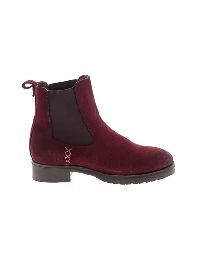 Pre-owned Frye Ankle Boots In Burgundy