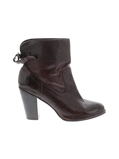 Pre-owned Frye Ankle Boots In Burgundy