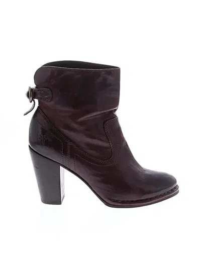 Pre-owned Frye Ankle Boots In Burgundy